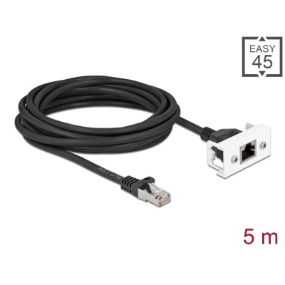 Delock Network Extension Cable for Easy 45 Module S/FTP RJ45 plug to RJ45 jack Cat.6A 5 m black