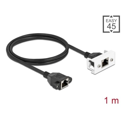 Delock Network Extension Cable for Easy 45 Module S/FTP RJ45 jack to RJ45 jack Cat.6A 1 m black
