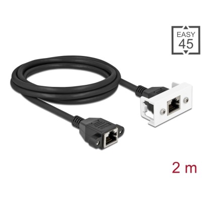 Delock Network Extension Cable for Easy 45 Module S/FTP RJ45 jack to RJ45 jack Cat.6A 2 m black