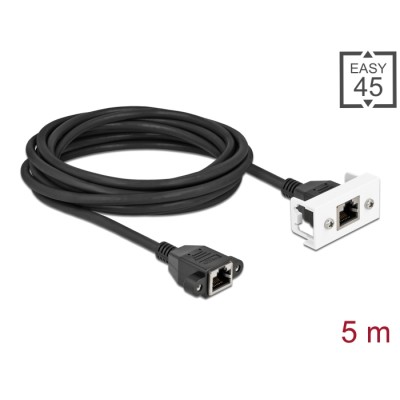 Delock Network Extension Cable for Easy 45 Module S/FTP RJ45 jack to RJ45 jack Cat.6A 5 m black