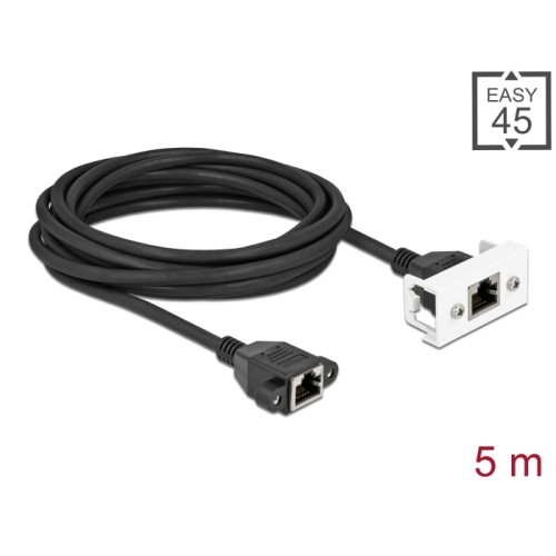 Delock Network Extension Cable for Easy 45 Module S/FTP RJ45 jack to RJ45 jack Cat.6A 5 m black