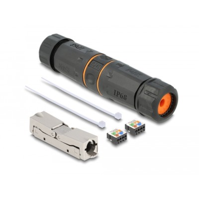 Delock Cable connector LSA to LSA Cat.6A IP68 waterproof black