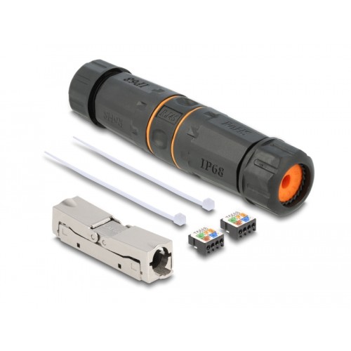 Delock Cable connector LSA to LSA Cat.6A IP68 waterproof black