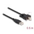 Delock Cable USB 2.0 Type-A male to Type-B male with screws 0.5 m