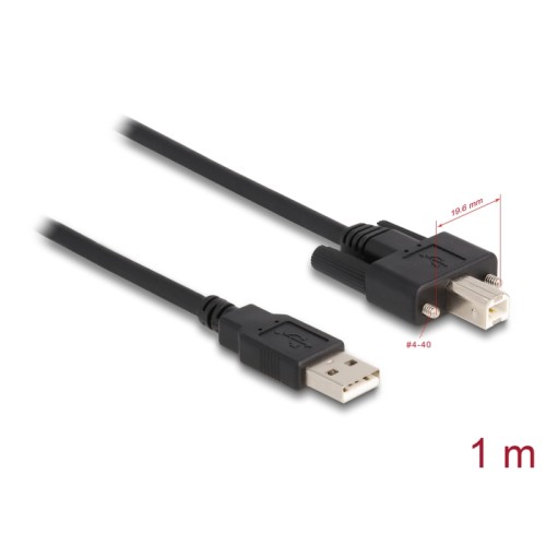 Delock Cable USB 2.0 Type-A male to Type-B male with screws 1 m