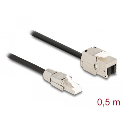 Delock Cable RJ45 plug field assembly to Keystone Module RJ45 jack Cat.6A 50 cm