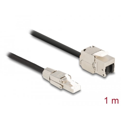 Delock Cable RJ45 plug field assembly to Keystone Module RJ45 jack Cat.6A 1 m