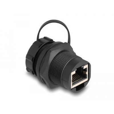 Delock RJ45 Cat.6A Coupler with sealing cap IP67 dust and waterproof 2