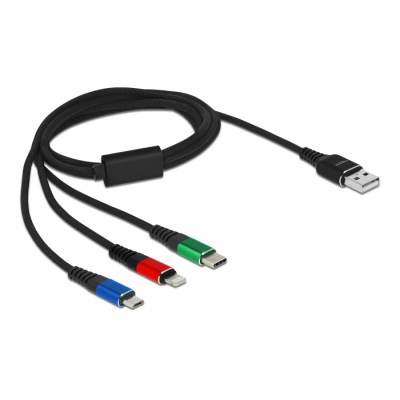 Delock USB Charging Cable 3 in 1 Type-A to Lightning™ / Micro USB / USB Type-C™ 1 m 3-coloured 2