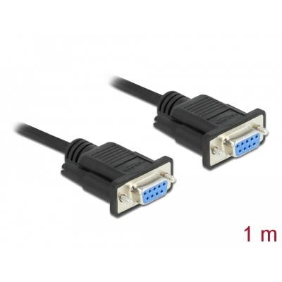 Delock Serial Cable RS-232 D-Sub 9 female to female null modem with narrow plug housing - Full Handshaking - 1 m