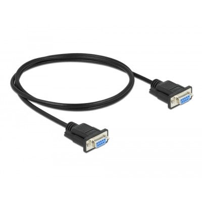 Delock Serial Cable RS-232 D-Sub 9 female to female null modem with narrow plug housing - Full Handshaking - 1 m 2