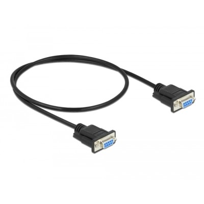 Delock Serial Cable RS-232 D-Sub 9 female to female null modem with narrow plug housing - Full Handshaking - 0.5 m 2