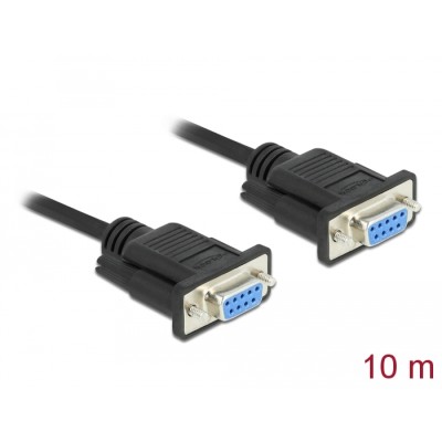 Delock Serial Cable RS-232 D-Sub 9 female to female null modem with narrow plug housing - CTS / RTS auto control - 10 m