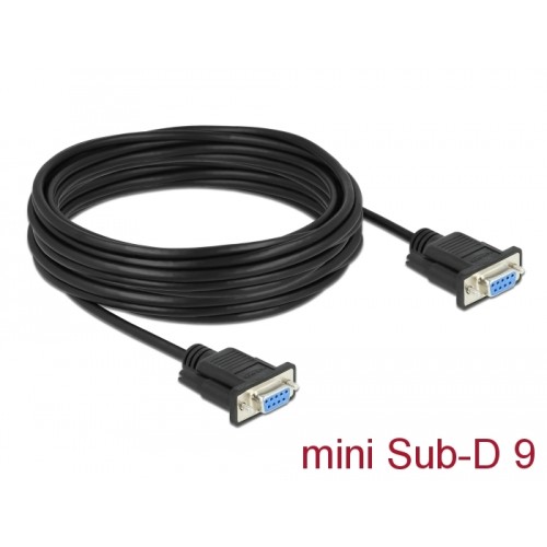 Delock Serial Cable RS-232 D-Sub 9 female to female null modem with narrow plug housing - CTS / RTS auto control - 10 m