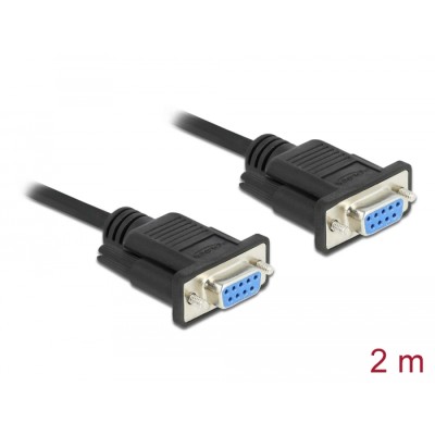 Delock Serial Cable RS-232 D-Sub 9 female to female null modem with narrow plug housing - CTS / RTS auto control - 2 m