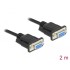 Delock Serial Cable RS-232 D-Sub 9 female to female null modem with narrow plug housing - CTS / RTS auto control - 2 m