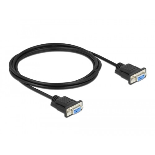 Delock Serial Cable RS-232 D-Sub 9 female to female null modem with narrow plug housing - CTS / RTS auto control - 2 m