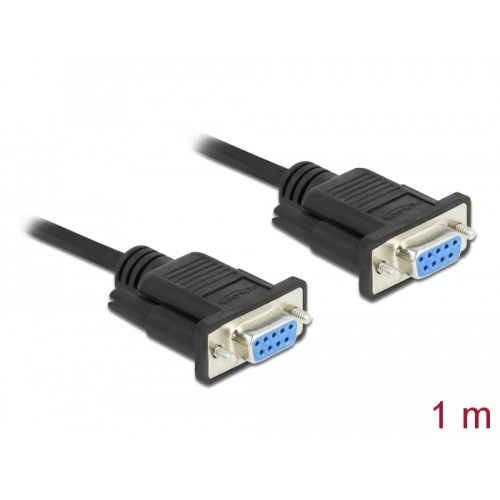 Delock Serial Cable RS-232 D-Sub 9 female to female null modem with narrow plug housing - CTS / RTS auto control - 1 m