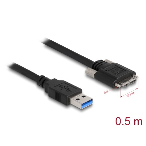 Delock Cable USB 3.0 Type-A male to Type Micro-B male with screws 0.5 m