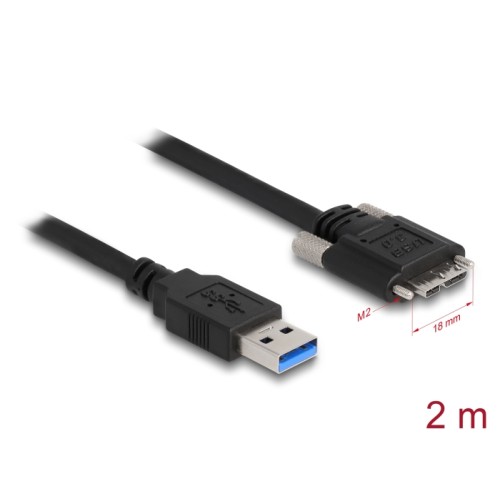 Delock Cable USB 3.0 Type-A male to Type Micro-B male with screws 2 m