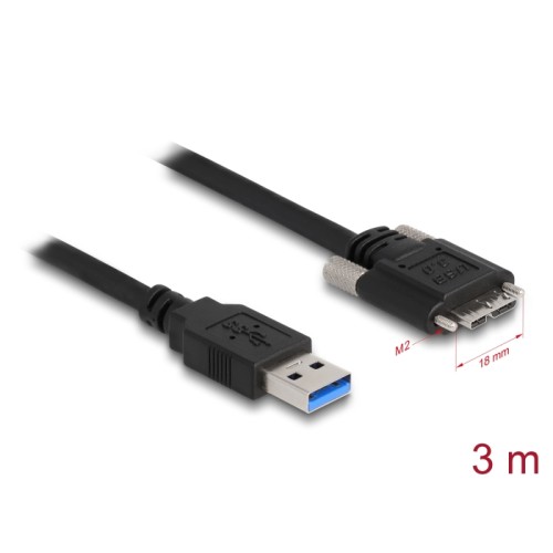 Delock Cable USB 3.0 Type-A male to Type Micro-B male with screws 3 m