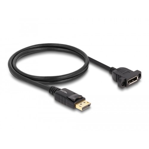 Delock DisplayPort 1.4 Cable 8K 30 Hz male to female 1 m panel-mount black