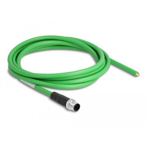 Delock Network cable M12 4 pin D-coded to open wire ends PVC 2 m