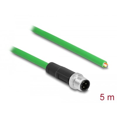 Delock Network cable M12 4 pin D-coded to open wire ends PVC 5 m
