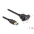 Delock SuperSpeed USB 5 Gbps (USB 3.2 Gen 1) Cable USB Type-A male to female 1 m panel-mount black
