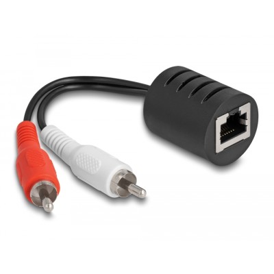 Delock Stereo Audio Extender RJ45 jack to 2 x RCA plug Cat.5 up to 50 m set 2 pieces 2
