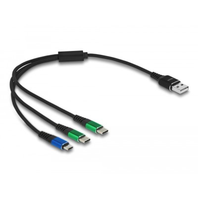 Delock USB Charging Cable 3 in 1 Type-A to Micro USB / 2 x USB Type-C™ 30 cm 2