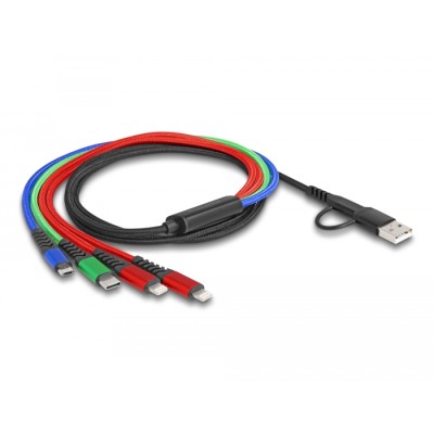 Delock USB Charging Cable 4 in 1 USB Type-A + USB-C™ to 2 x Lightning™ / Micro USB / USB Type-C™ 1.20 m 2
