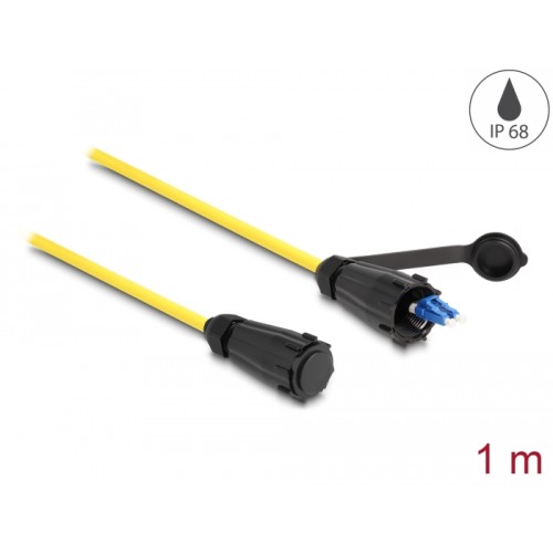 Delock Optical fiber cable LC Duplex to LC Duplex with protective cap single-mode IP68 dust and waterproof 1 m