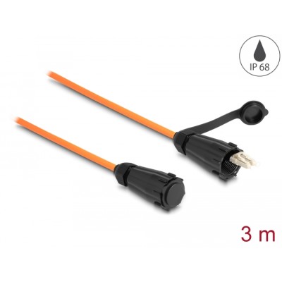 Delock Optical fiber cable LC Duplex to LC Duplex with protective cap multi-mode OM2 IP68 dust and waterproof 3 m
