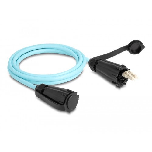 Delock Optical fiber cable LC Duplex to LC Duplex with protective cap multi-mode OM3 IP68 dust and waterproof 2 m