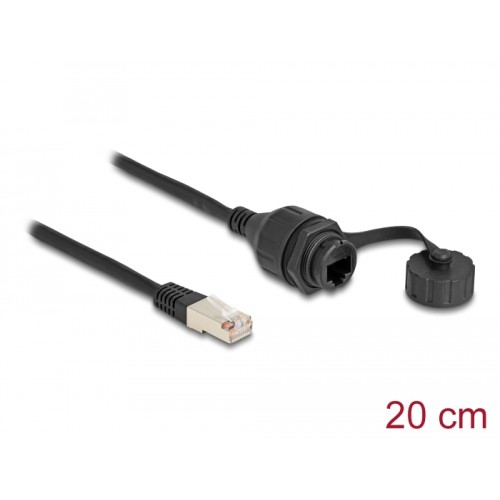 Delock Cable RJ50 male to RJ50 female for built-in with sealing cap IP67 dust and waterproof 20 cm