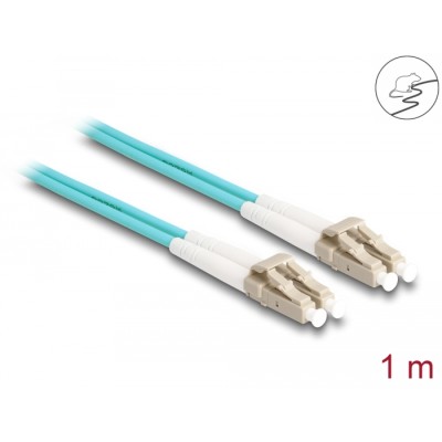 Delock Fiber Optical Cable with metal armouring LC Duplex to LC Duplex Multi-mode OM3 1 m