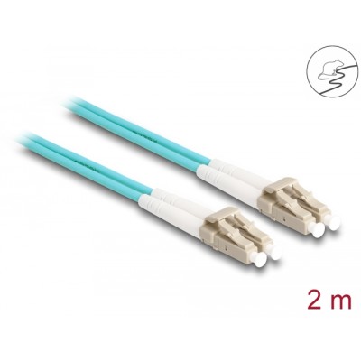 Delock Fiber Optical Cable with metal armouring LC Duplex to LC Duplex Multi-mode OM3 2 m