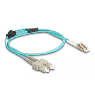 Delock Fiber Optical Cable with metal armouring LC Duplex to SC Duplex Multi-mode OM3 1 m 2