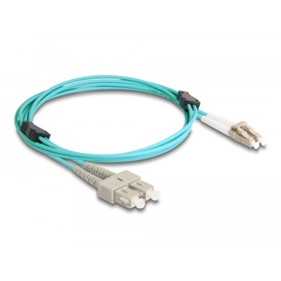 Delock Fiber Optical Cable with metal armouring LC Duplex to SC Duplex Multi-mode OM3 2 m 2