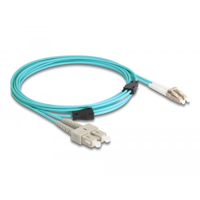 Delock Fiber Optical Cable with metal armouring LC Duplex to SC Duplex Multi-mode OM3 3 m 2