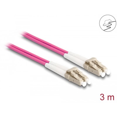 Delock Fiber Optical Cable with metal armouring LC Duplex to LC Duplex Multi-mode OM4 3 m