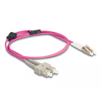 Delock Fiber Optical Cable with metal armouring LC Duplex to SC Duplex Multi-mode OM4 1 m 2