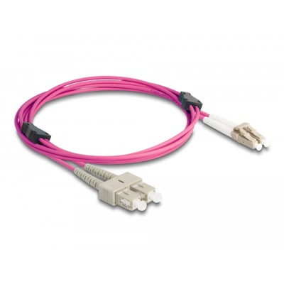 Delock Fiber Optical Cable with metal armouring LC Duplex to SC Duplex Multi-mode OM4 2 m 2