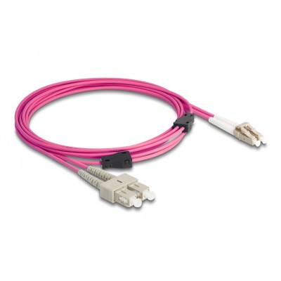 Delock Fiber Optical Cable with metal armouring LC Duplex to SC Duplex Multi-mode OM4 3 m 2