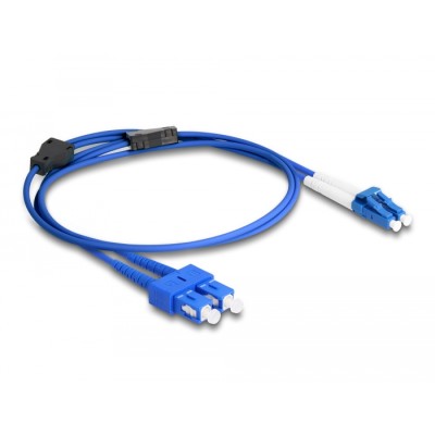 Delock Fiber Optical Cable with metal armouring LC Duplex to SC Duplex Singlemode OS2 1 m 2