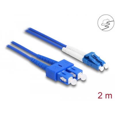 Delock Fiber Optical Cable with metal armouring LC Duplex to SC Duplex Singlemode OS2 2 m