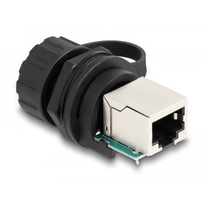 Delock Cable Connector RJ50 jack to RJ50 jack for installation with protective cap IP68 dust and waterproof black 2