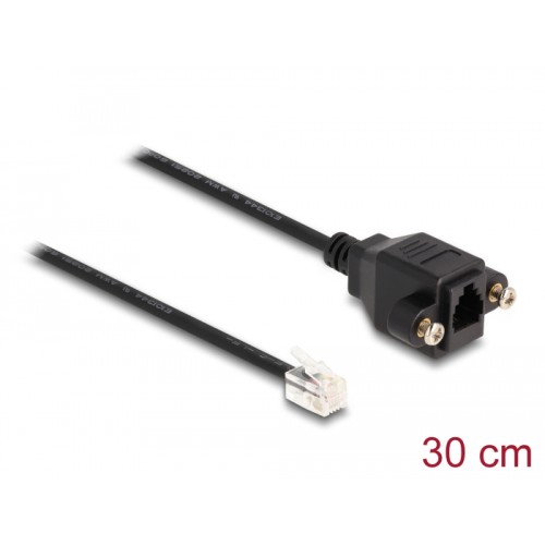 Delock Cable RJ10 plug to RJ10 jack for installation 30 cm black