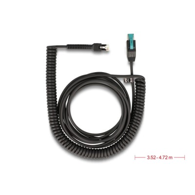 Delock Coiled Cable RJ50 male to PoweredUSB male 12 V 3 m black